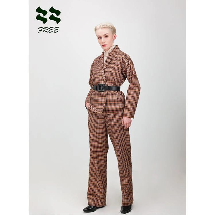 Drop Shoulder Long Sleeve Blazer With Pants Suit